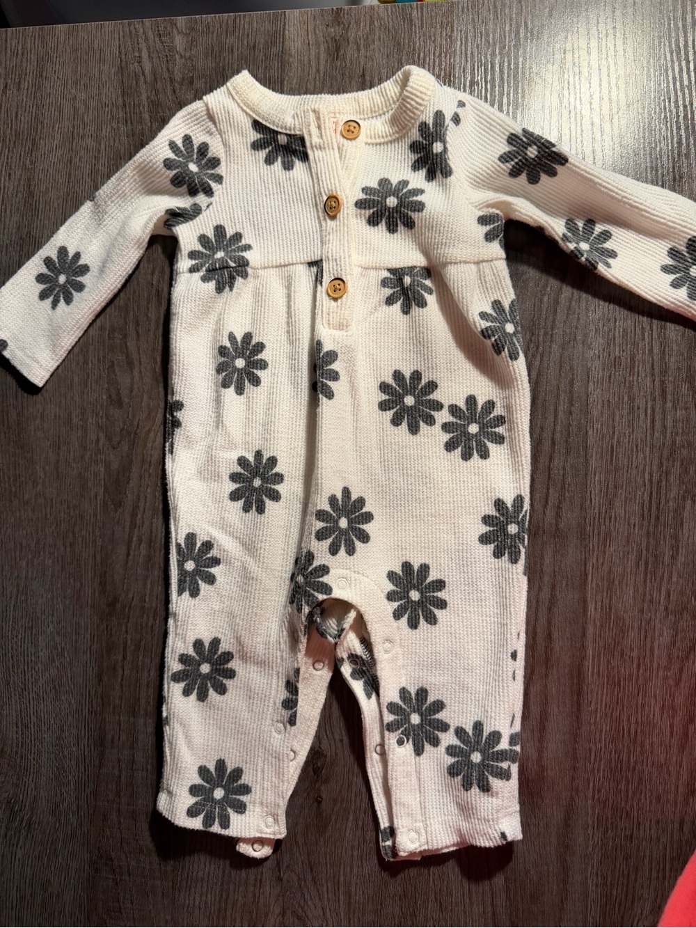Cat & Jack Cream One-Piece with Gray Floral Print